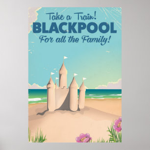 Blackpool, poster de viagens de sandcastle da Ingl