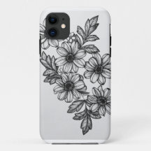 Blackwork floresce a capa de telefone