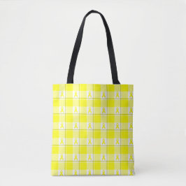 Bladder Cancer Awareness Plaid Tote Bag, Yellow
