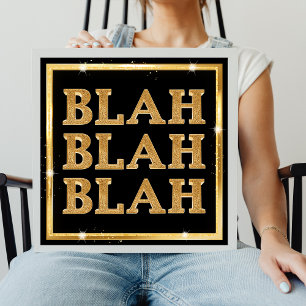 Blah Blah Blah Glitter Dourado e Poster preto