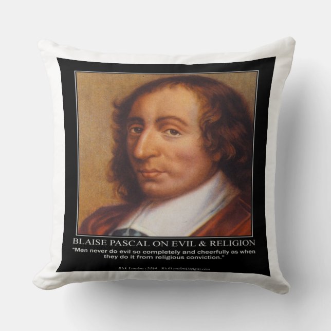 Blaise Pascal & Citação de Mal Religioso Almofada  (Frente)