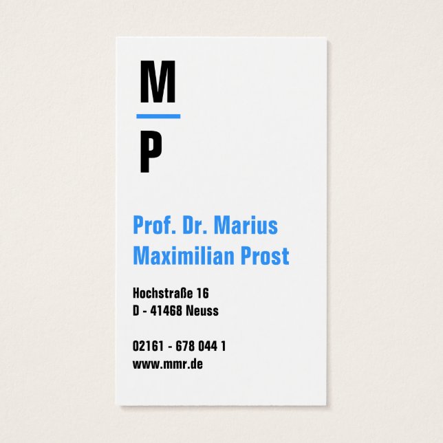 Blau Weiß Visitenkarten (Verso)