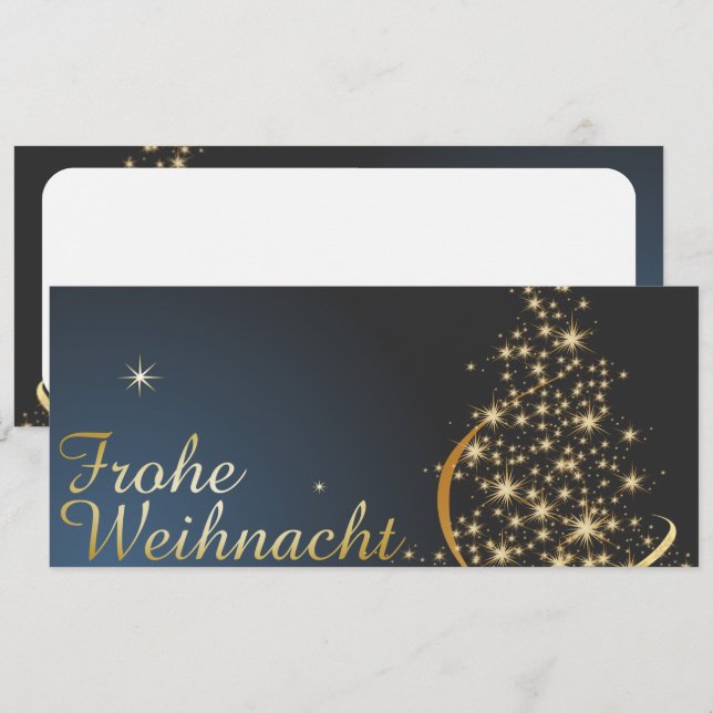 Blaues Weihnachtsmočimit goldenem Weihnachtsbaum (Frente/Verso)