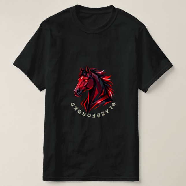 Blazeforge | Camiseta Vermelha Geométrica de Caval (Frente do Design)
