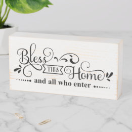 Bless This Home WoodFazenda House Box Sinal
