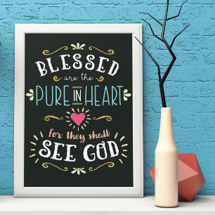 Blessed é a pura no impressão da arte do coraç