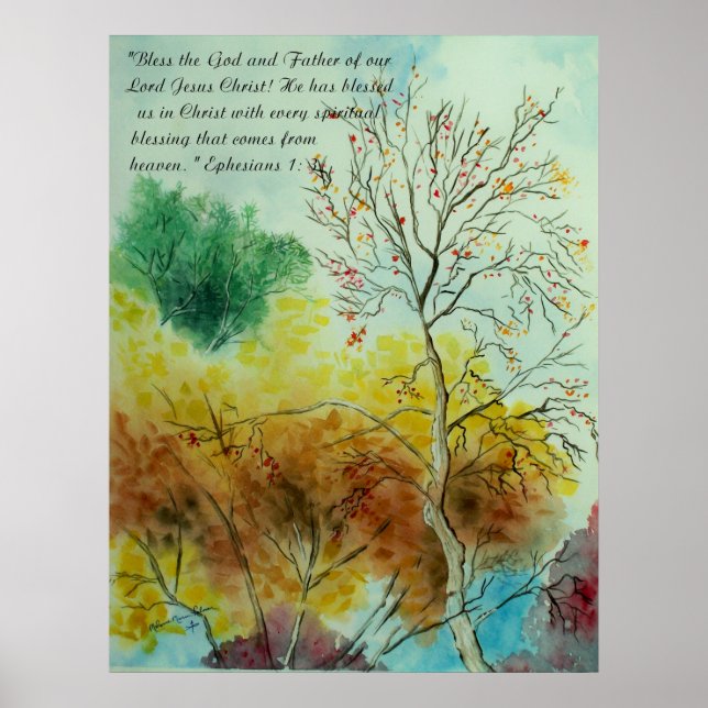 Blessings Autumn Watercolor Poster (Frente)