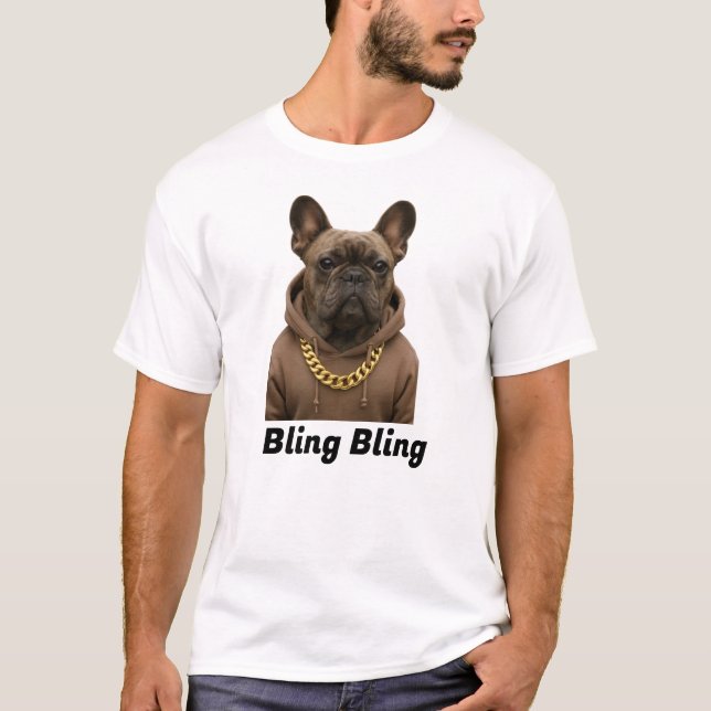 Bling Bling Bling Engraçado Camiseta Bulldog com D (Frente)