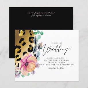 Bling Girly Glam Leopard Imprime Casamento Dourado