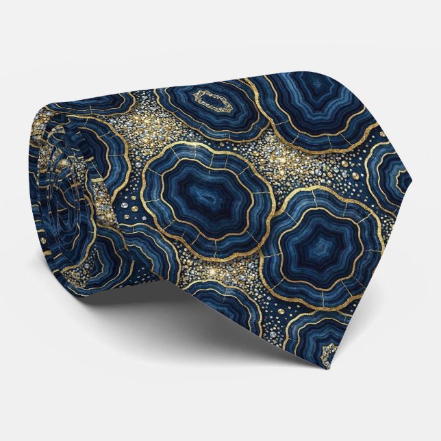 Bling & Sparkle | Gravata Azul Marinho + Geodo Dou (Rolled)