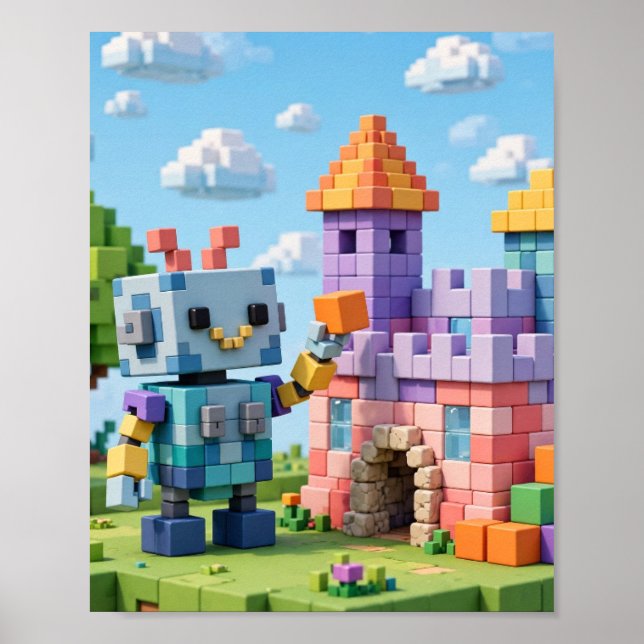 Block by Block — Poster do Construtor de Robô Voxe (Frente)