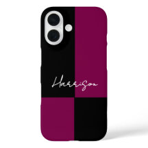 Bloco de Cor Burgundy Preto Nome Personalizado Mín