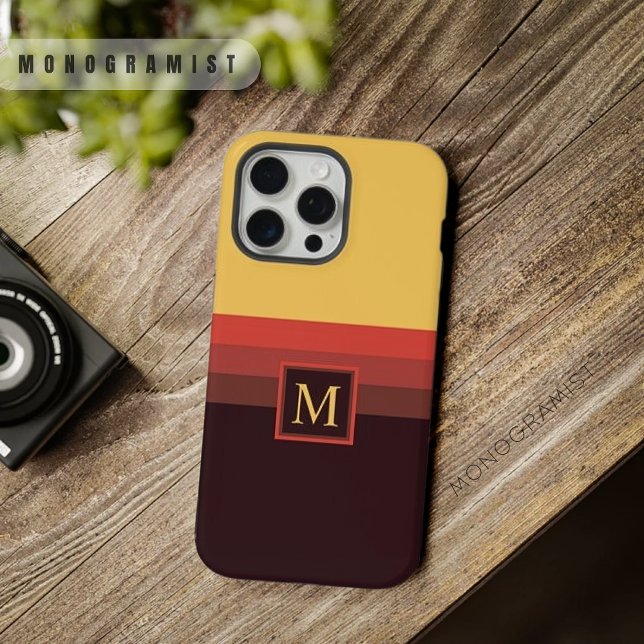 Bloco de Cor Preto Amarelo Amarelo Personalizável (Customizable Yellow Red Maroon Black Color Block iPhone Case)