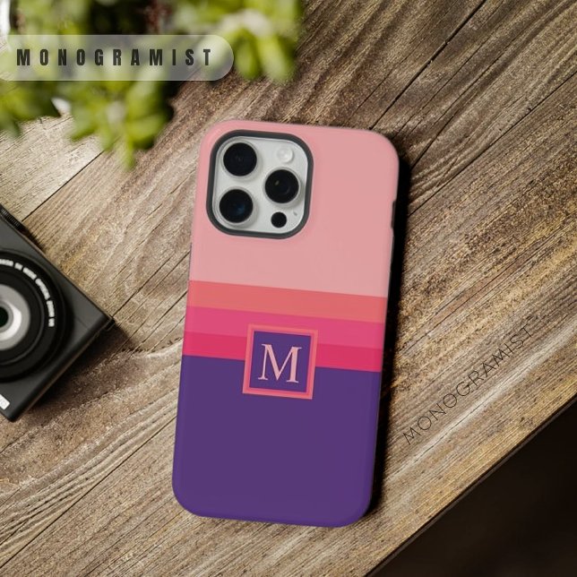Bloco de Cor Rosa Roxo Escuro Personalizável (Customizable Light Dark Pink Purple Color Block iPhone Case)