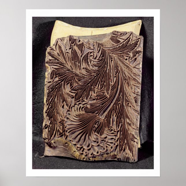 Bloco de impressão design Tulip, 1875 (madeira ent (Frente)