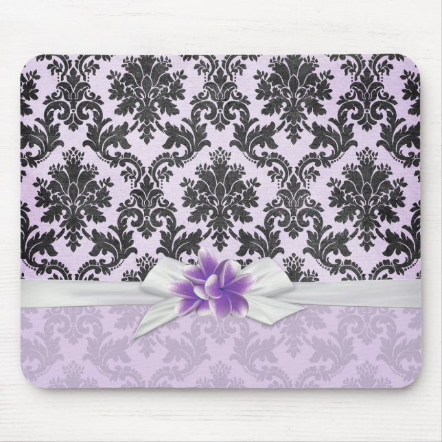 Bloco de Lavandas Exótico Plumeria Damask Mousepad (Frente)