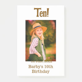 Bloco De Notas 10th birthday photo name date simple brown beige b
