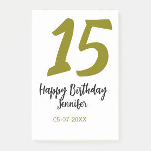 Bloco De Notas 15 aniversário quiencenera adicionar data ano ouro