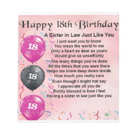 Bloco De Notas 18.º aniversário - Poema da Irmã em Direito