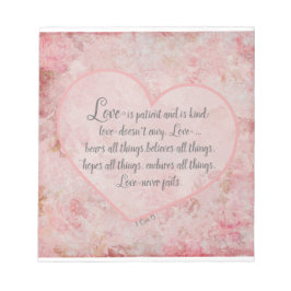 Bloco De Notas 1 Cor 13 - O amor é o amor do paciente é gentil