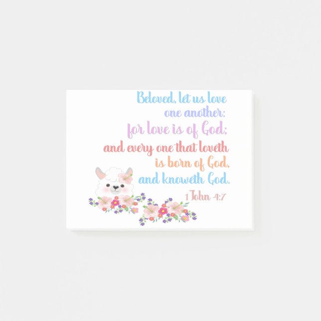 Bloco De Notas 1John4:7 Bíblia Verso (Frente)