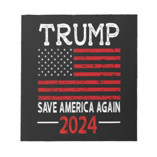 Bloco De Notas 2024 Trump Salve a América Novamente Bandeira dos