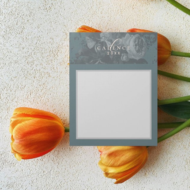 Bloco De Notas 2026 Floral Chic Artistic Typography Teal Business (Criador carregado)