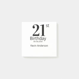Bloco De Notas 21st birthday bold letter name date simple man boy