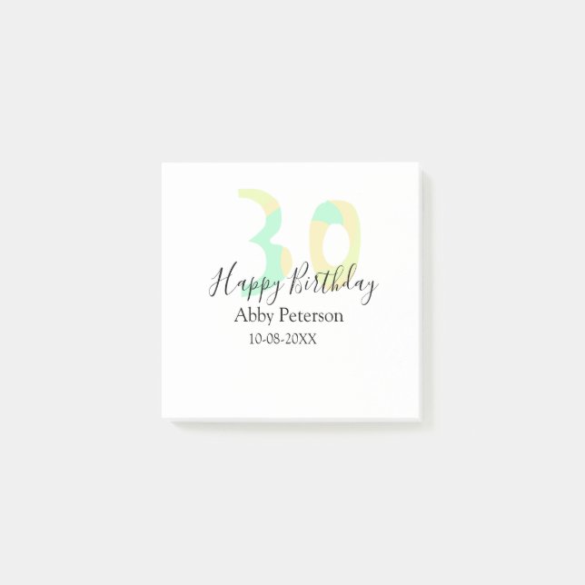 Bloco De Notas 30th birthday bold letter pastel yellow black retr (Frente)