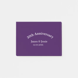 Bloco De Notas 30th wedding anniversary name date purple simple 