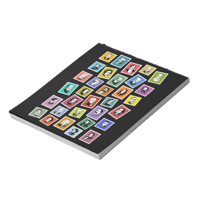 Bloco De Notas 32 retratos gráficos dos maiores compositores (Invertido)