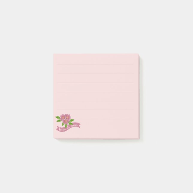 Bloco De Notas 3 Flores Rosa Notas Post-it (Frente)
