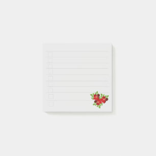 Bloco De Notas 3 Flores Vermelhas Notas Post-it