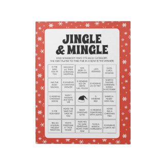 Bloco De Notas 40 Christmas Jingle & Mingle Bingo Game Sheets