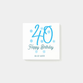 Bloco De Notas 40th birthday add name date year blue template