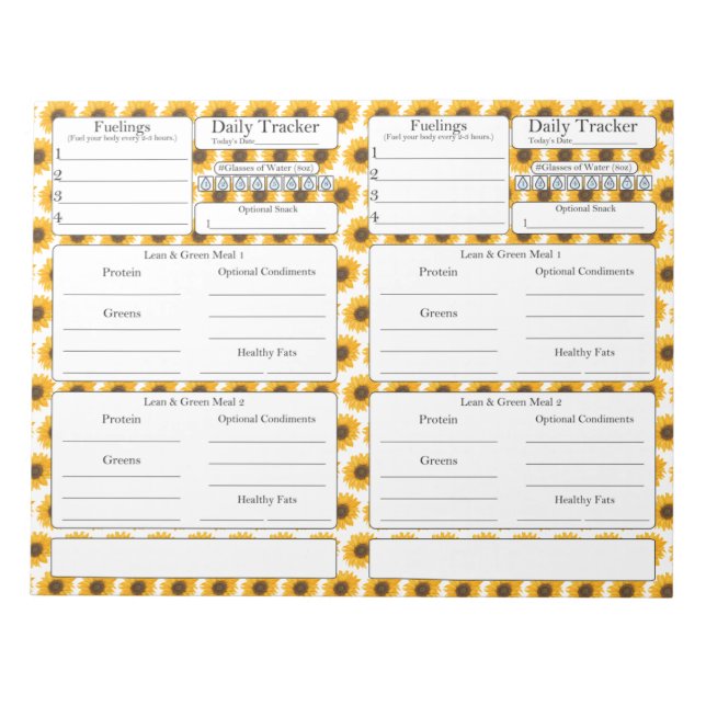 Bloco De Notas 4-2-1 Rastreador de Refeições (Frente)