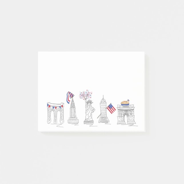 Bloco De Notas 4 de julho Americana Patriótica Amor EUA NYC Améri (Frente)