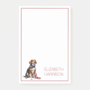 Bloco De Notas 4 de julho Cão Patriótico de Caça Personalizado