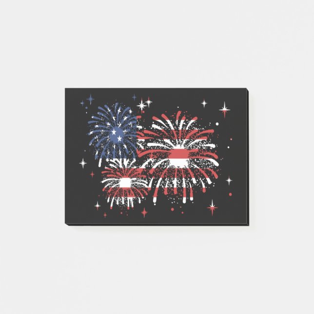 Bloco De Notas 4th Of July USA  Fireworks (Frente)