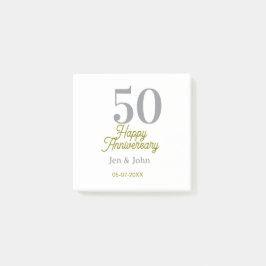 Bloco De Notas 50º feliz aniversário nome data prata ouro data