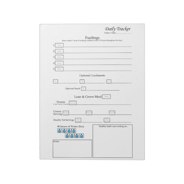 Bloco De Notas 5 - 1 Controlador de Comida Diário (Invertido)
