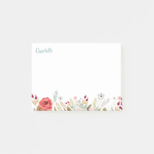 Bloco De Notas A aguarela floresce 4 x 3 notas de post-it