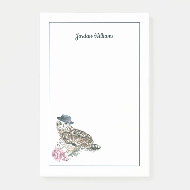 Bloco De Notas A coruja da aguarela | adiciona seu nome (Frente)