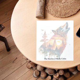 Bloco De Notas A dupla exposição do lobo-guindaste personalizada