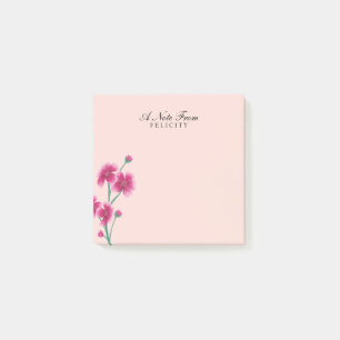 Bloco De Notas A flor de cerejeira cor-de-rosa chique floral cora