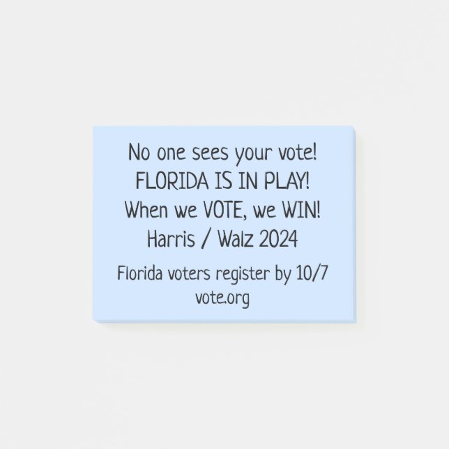 Bloco De Notas A Flórida Está Em Jogo! Notas GOTV para Eleitores (Frente)
