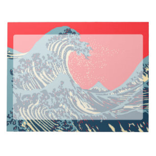 Bloco De Notas A grande onda de Hokusai no estilo vibrante