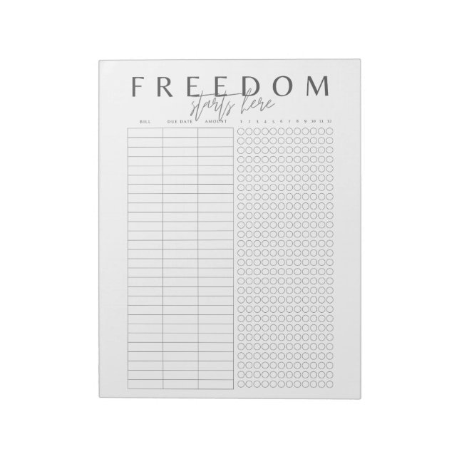 Bloco De Notas A Liberdade Começa Aqui | Simples Elegante Minimal (Invertido)