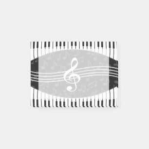 Bloco De Notas A música à moda nota chaves do Clef e do piano d