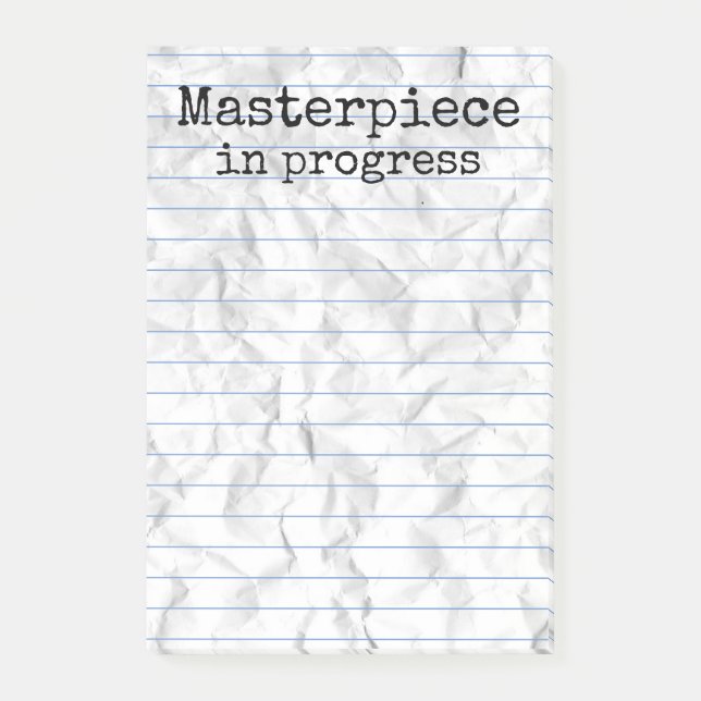 Bloco De Notas A obra prima em andamento foi amassada 4x6 (Frente)